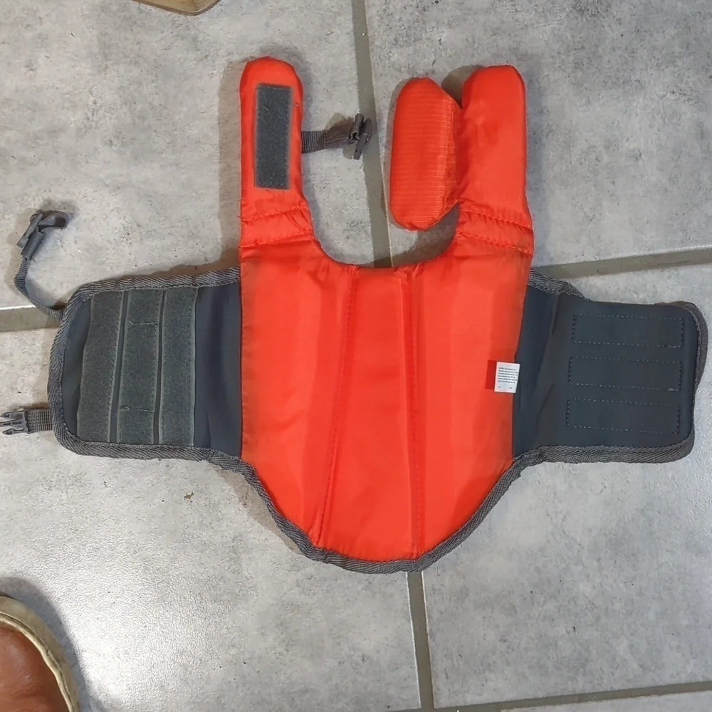Outward Hound Orange Dog Life Jacket with Gray Straps